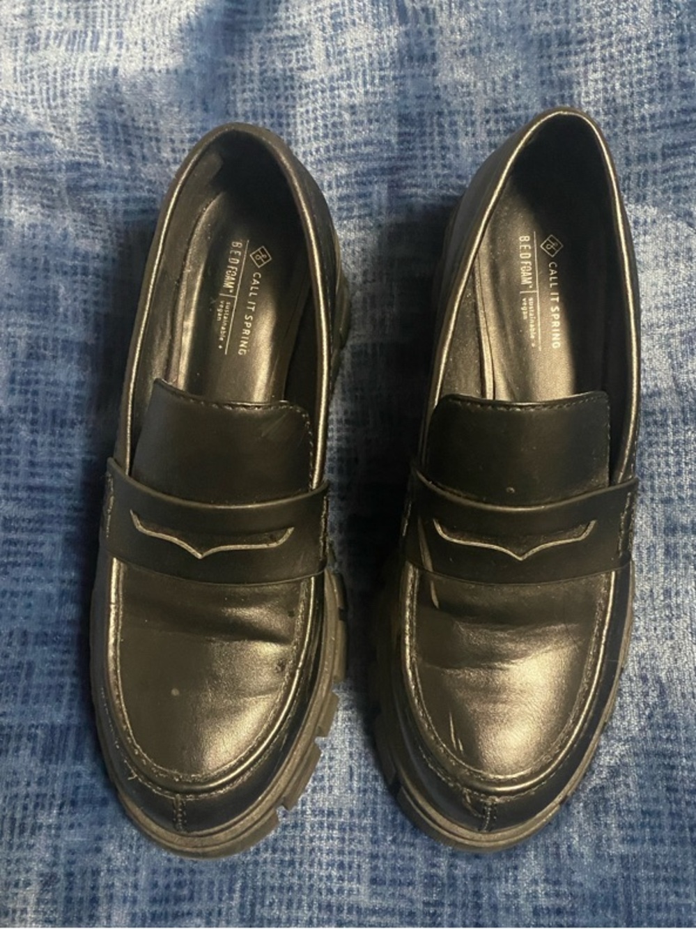 Black Womens Vegan Leather Penny Loafers